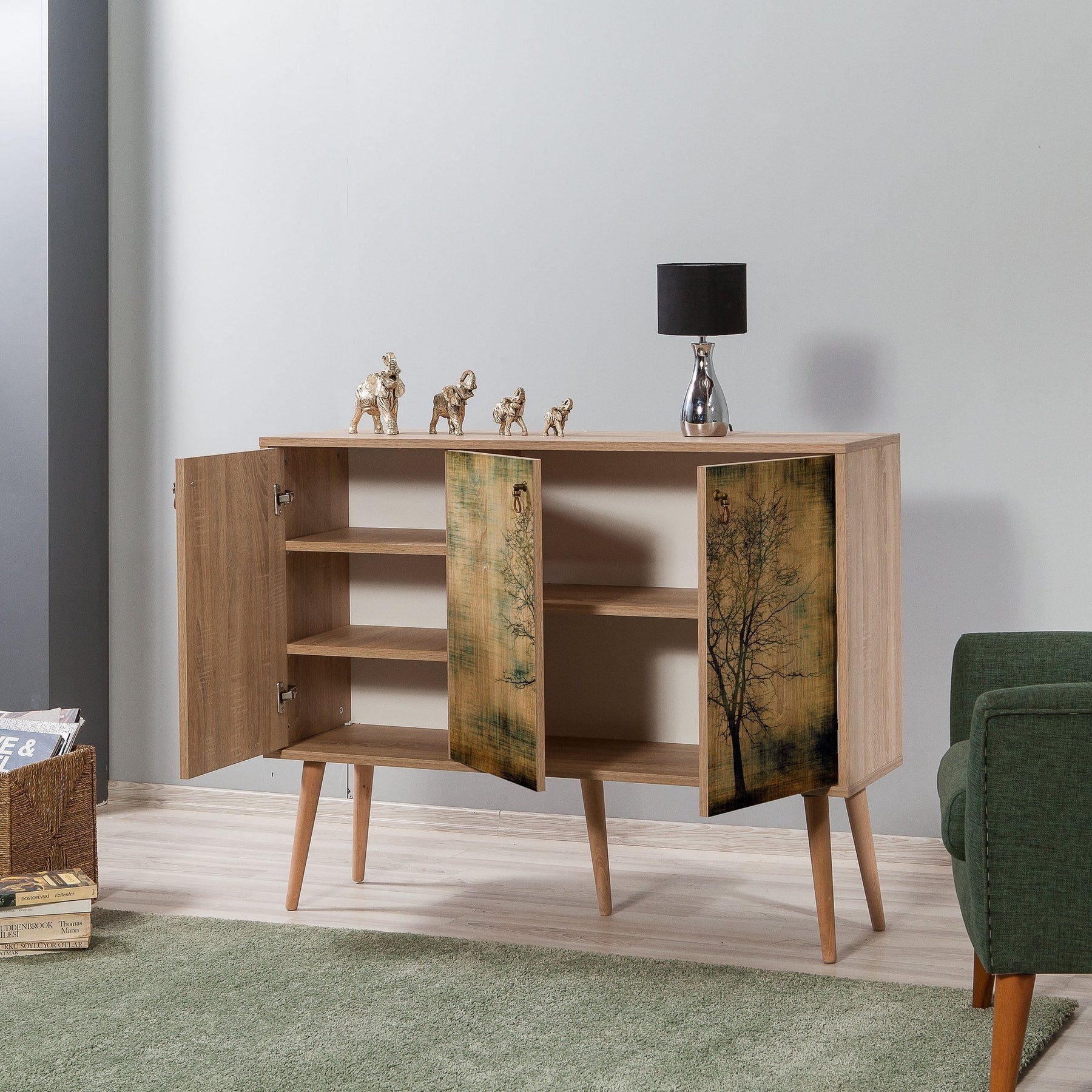 Comoda Mega, din PAL melaminat, imprimeu, 120x36x90 cm