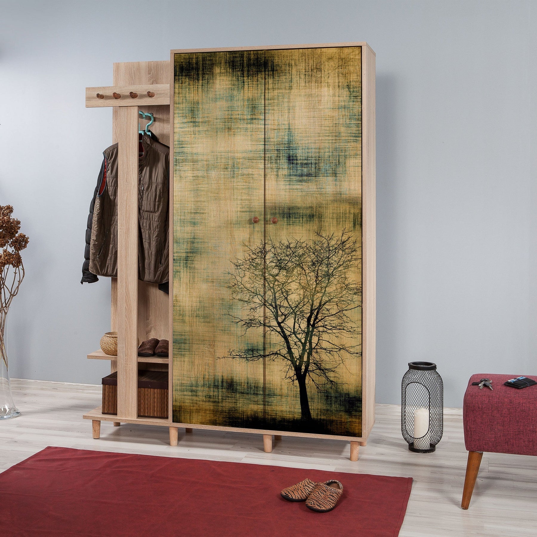 Dulap GARMANTO 135-729, din PAL melaminat, imprimeu, 135x36x194 cm