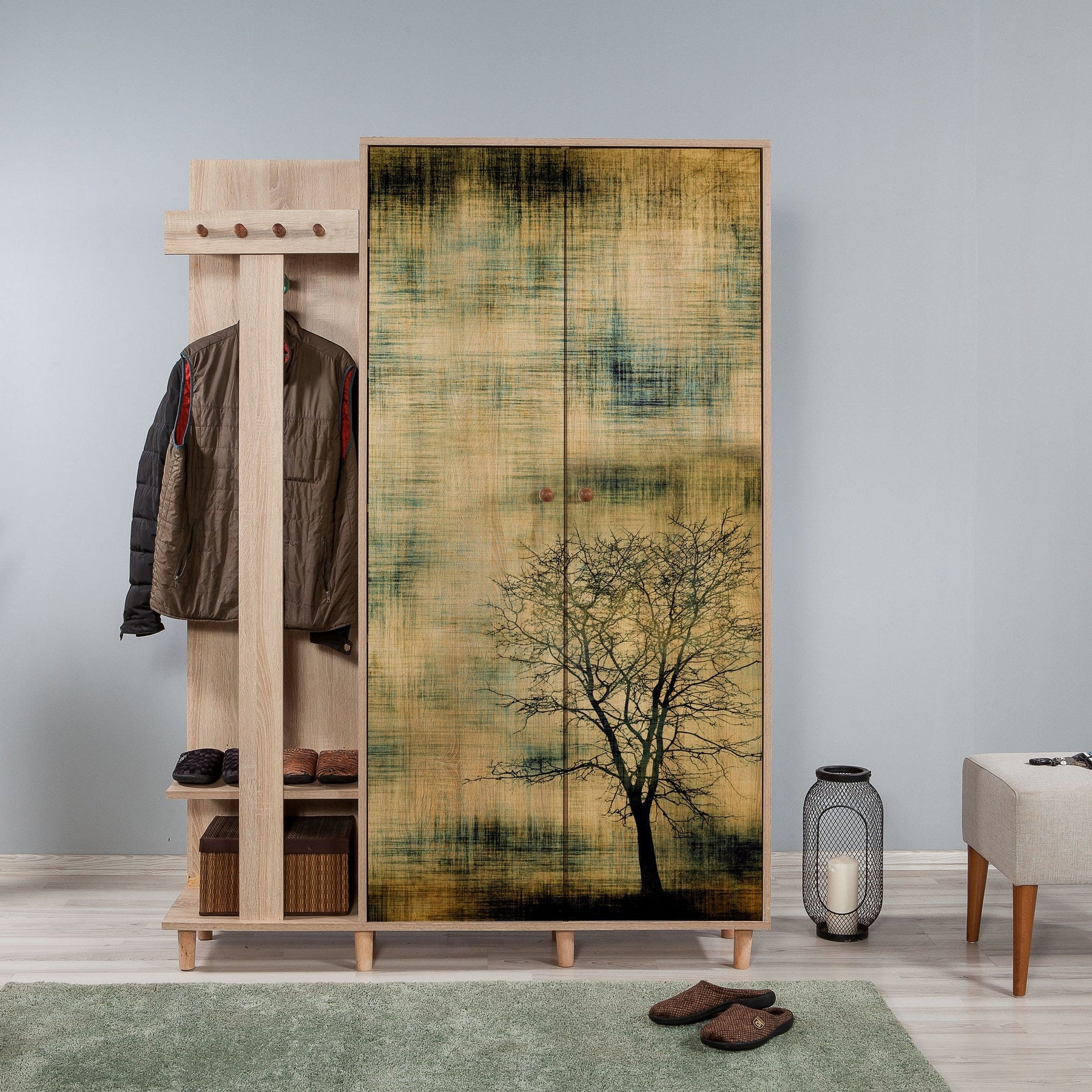 Dulap GARMANTO 135-729, din PAL melaminat, imprimeu, 135x36x194 cm