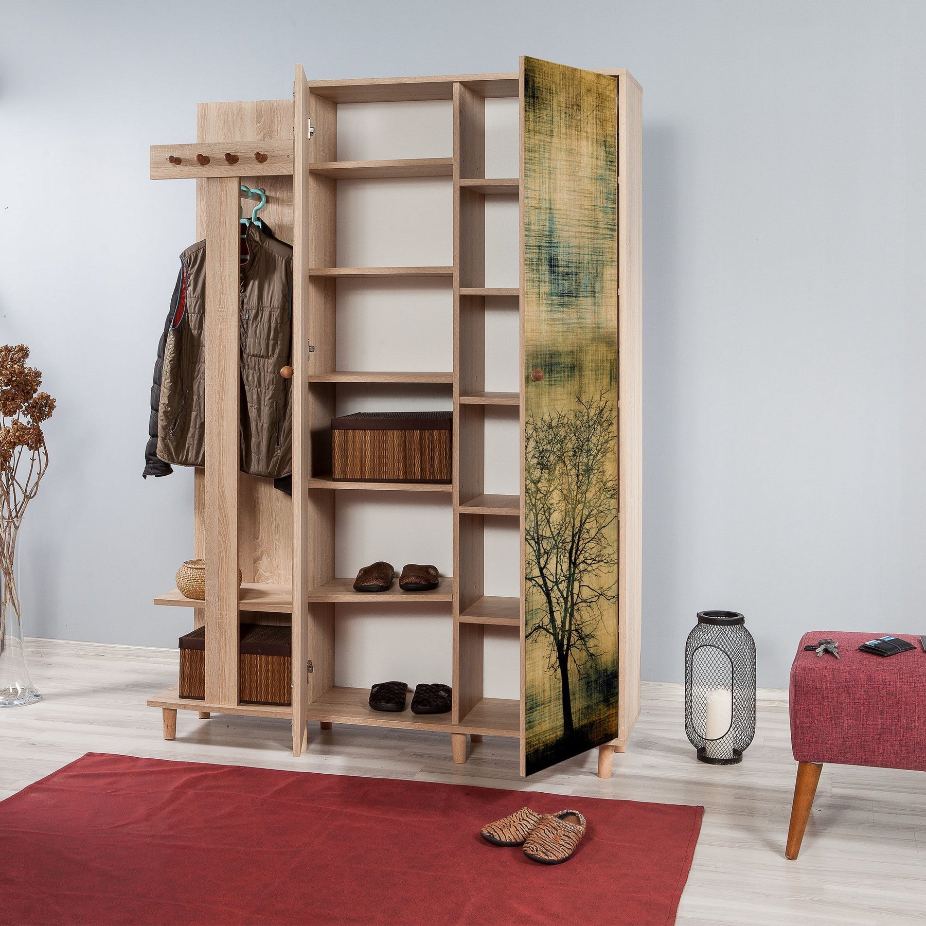 Dulap GARMANTO 135-729, din PAL melaminat, imprimeu, 135x36x194 cm