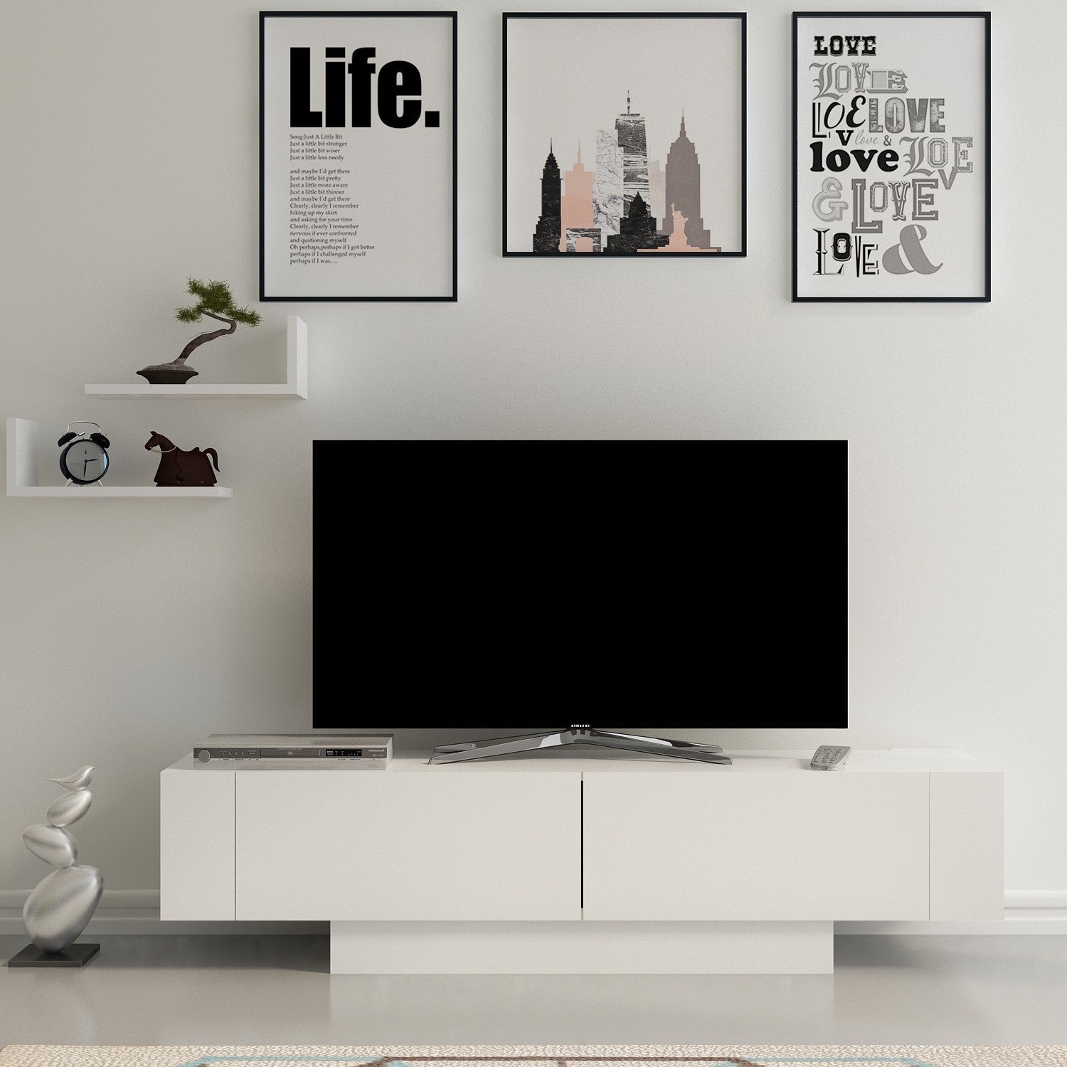 Comoda TV Matera, 100% PAL melaminat, 150x42x32 cm