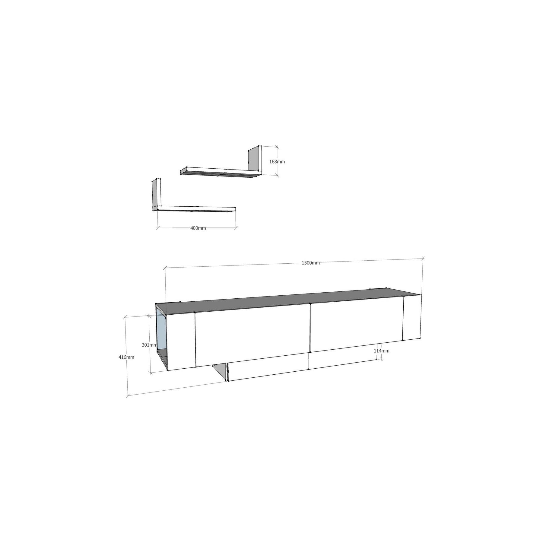Comoda TV Matera, 100% PAL melaminat, 150x42x32 cm