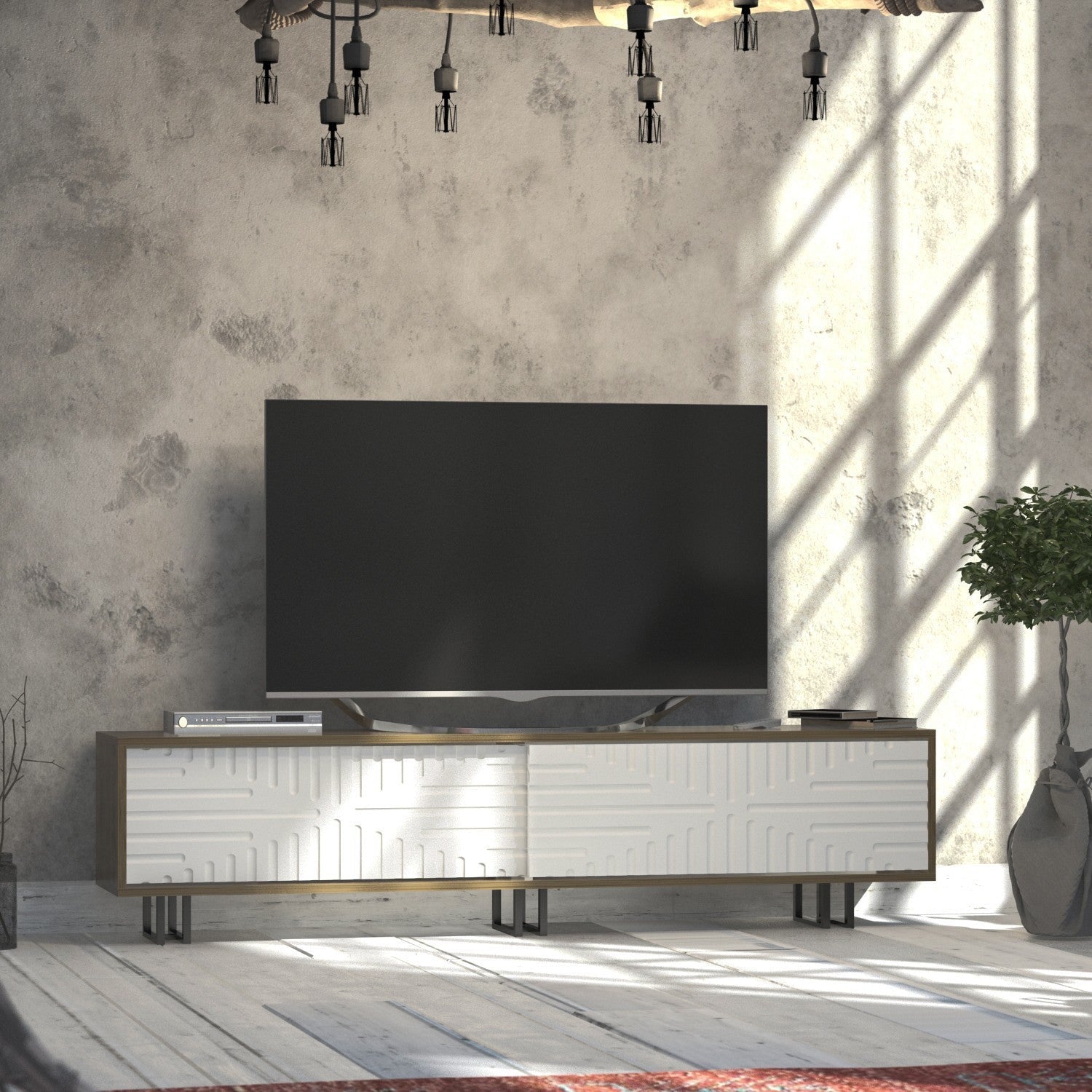 Comoda TV Askal, din PAL melaminat, 180x47.4x35 cm