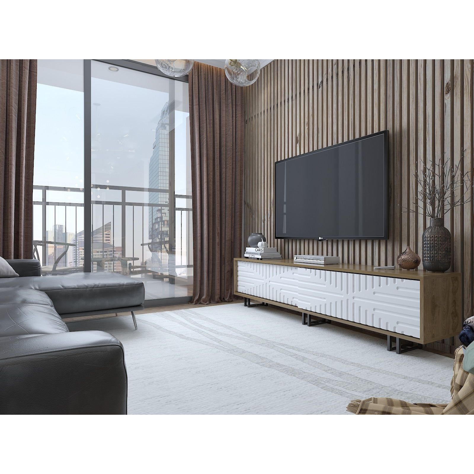 Comoda TV Askal, din PAL melaminat, 180x47.4x35 cm