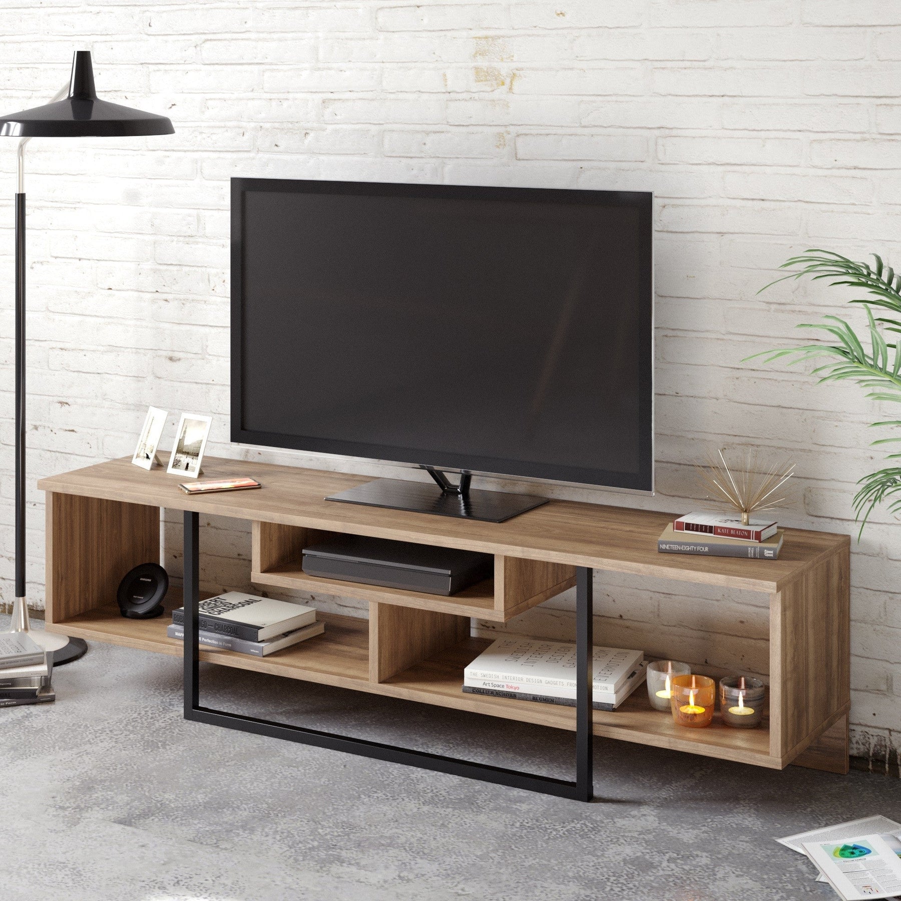 Comoda TV Asal 150, nuc, PAL melaminat, 149x40x35 cm