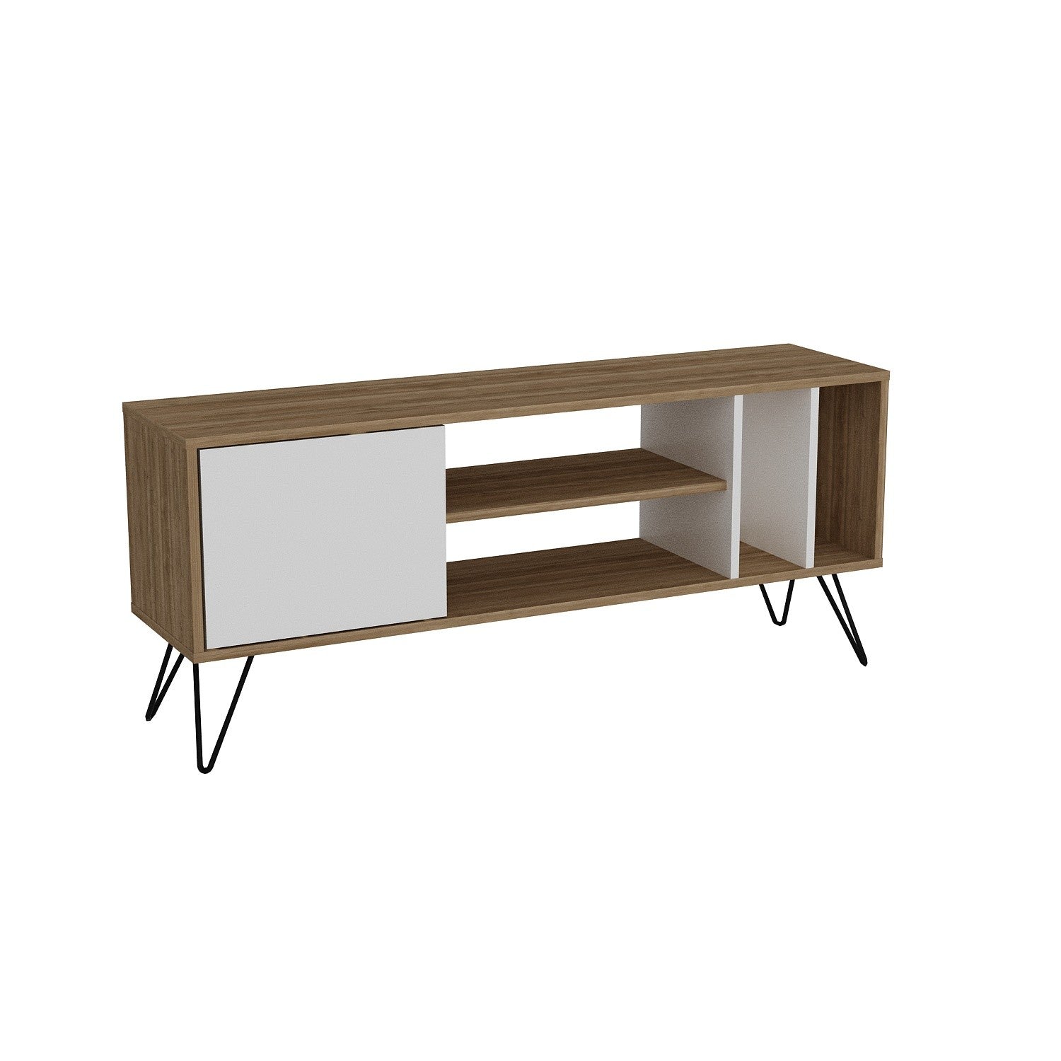 Comoda TV Mistico 140, nuc/alb, PAL melaminat/metal, 140x59x17 cm