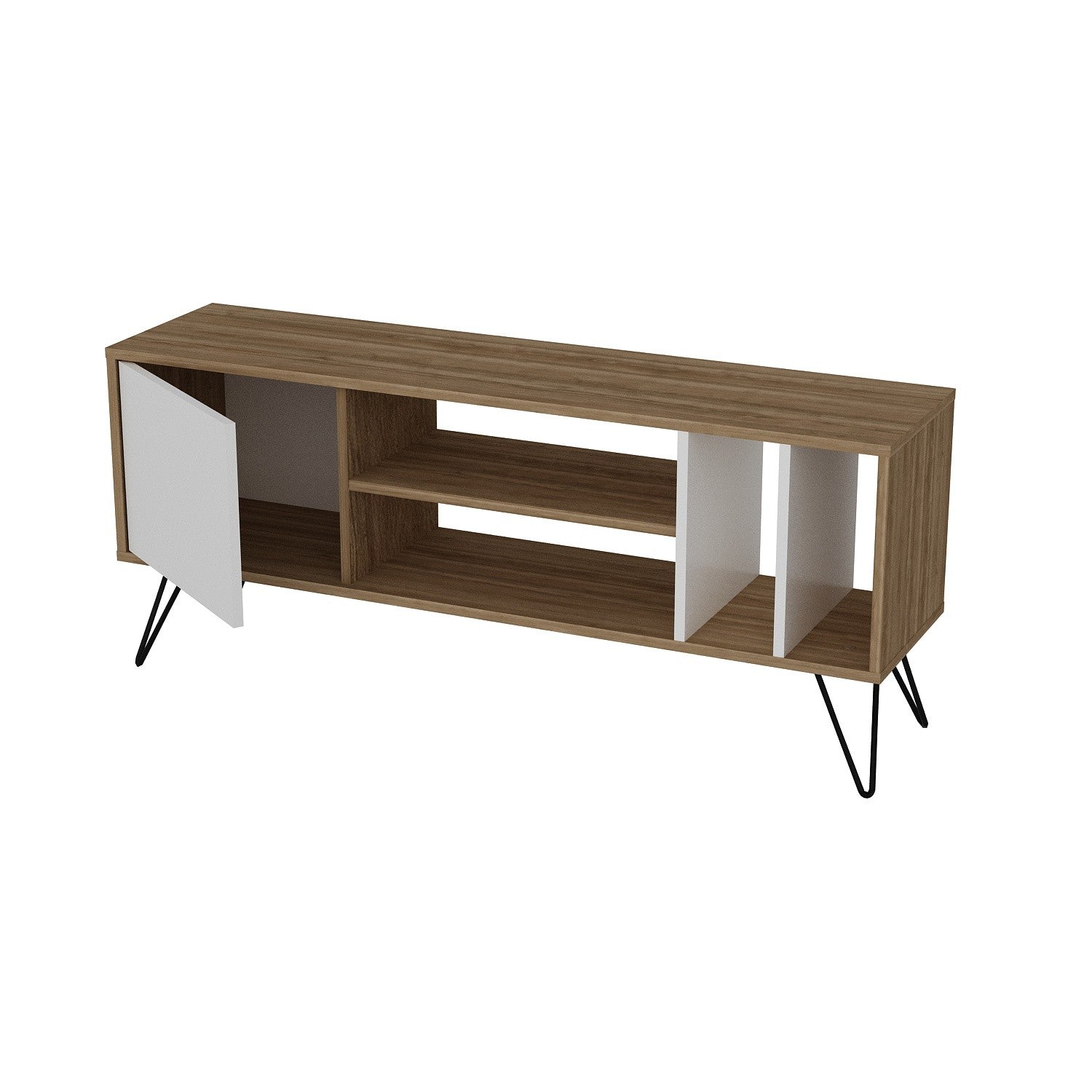 Comoda TV Mistico 140, nuc/alb, PAL melaminat/metal, 140x59x17 cm