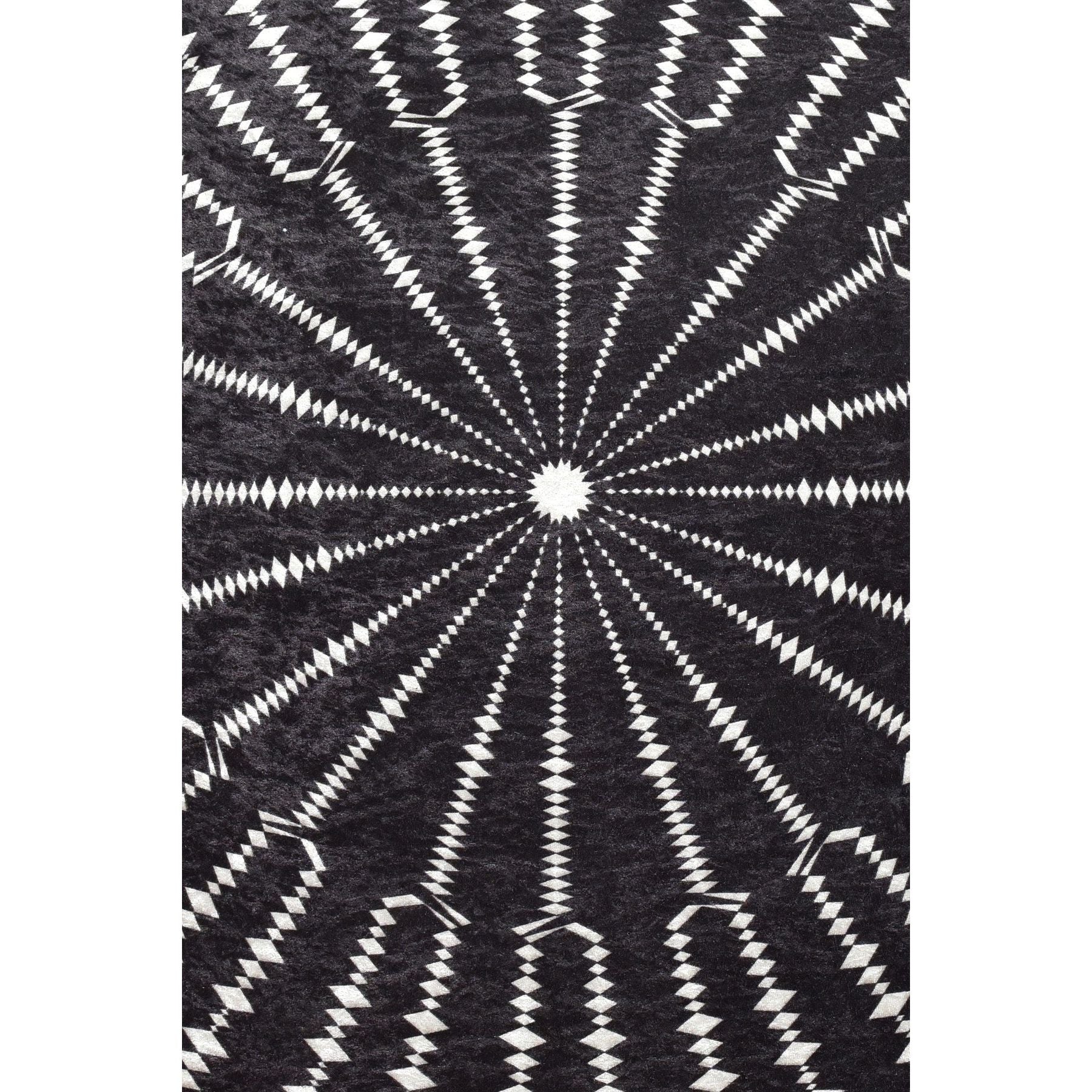 Covor Buio Djt Cap, 140 cm, forma rotunda, catifea/poliester, negru/alb