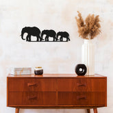 Accesoriu decorativ Elephants, negru, metal, 15x50 cm