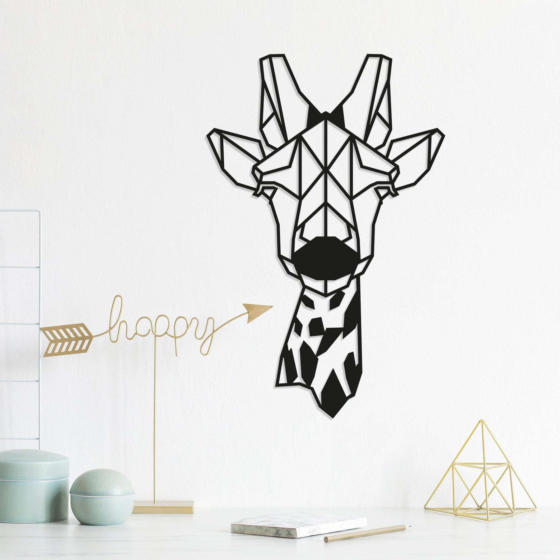 Accesoriu decorativ Giraffe, negru, metal, 33x50 cm