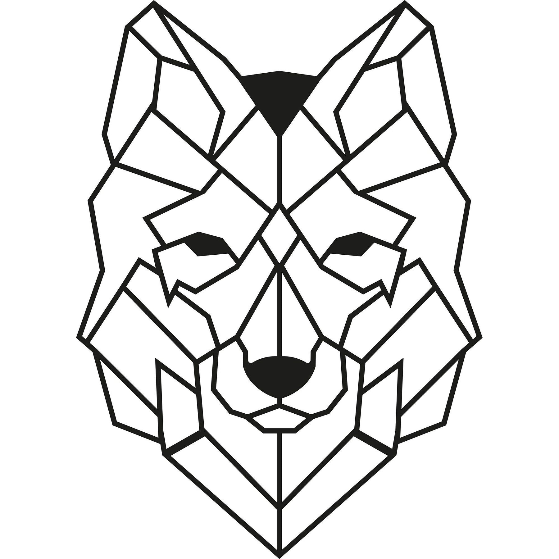 Decoratiune perete Wolf2, negru, metal, 41x57 cm