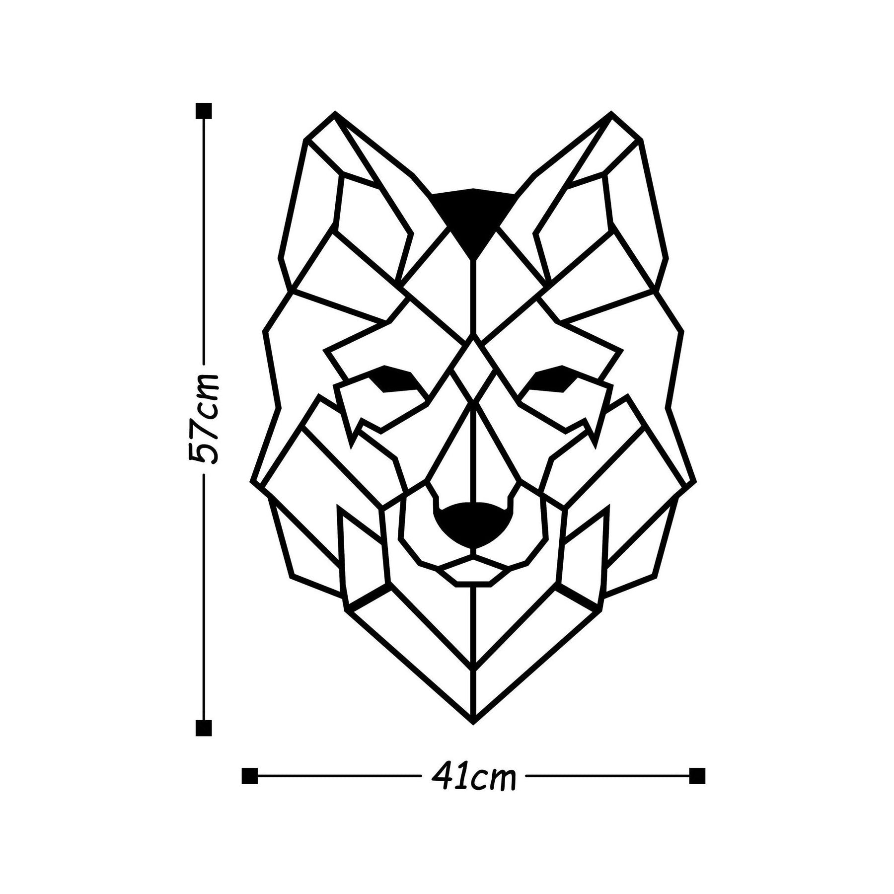 Decoratiune perete Wolf2, negru, metal, 41x57 cm