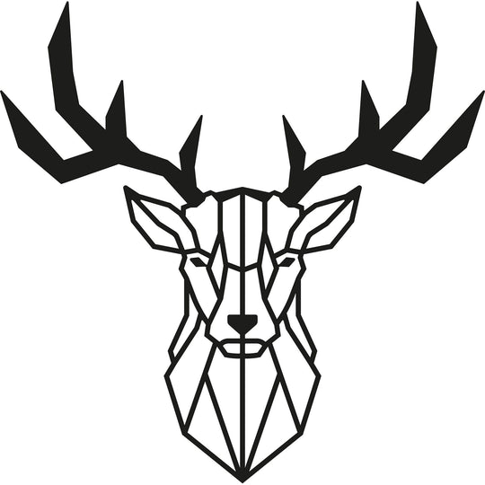 Decoratiune perete Deer2, negru, metal, 51x51 cm