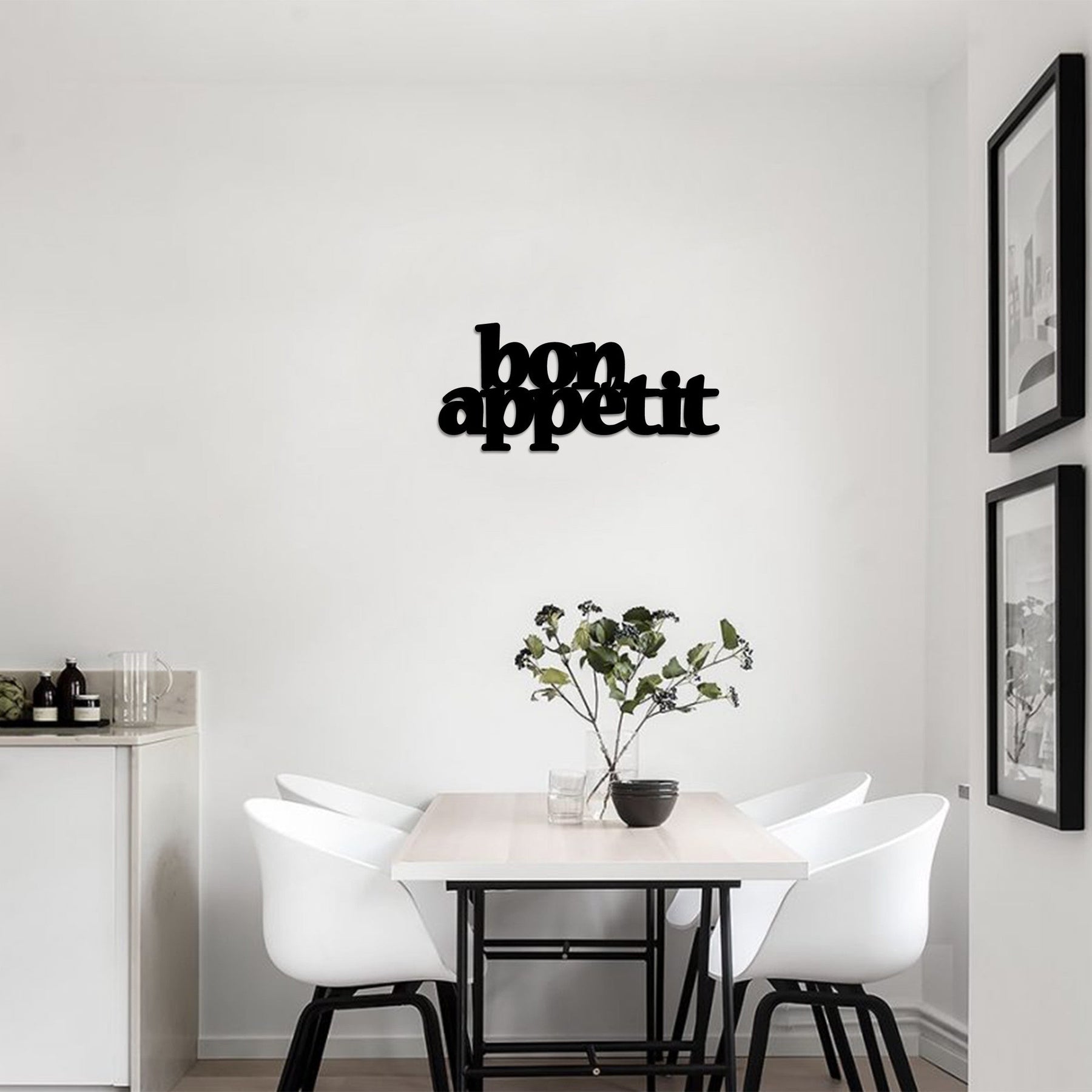 Decoratiune perete Bon Appetit, metal 100%, negru, 59 x 27 cm