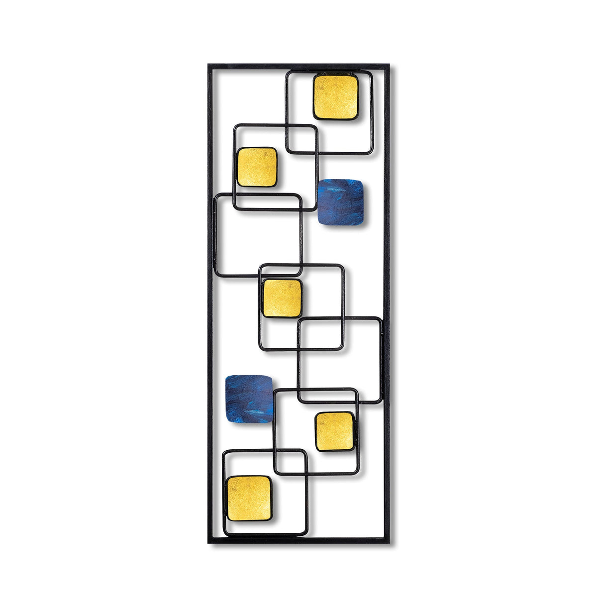 Decoratiune perete ART INFINITE, galben/albastru/negru, metal, 28x5x74 cm