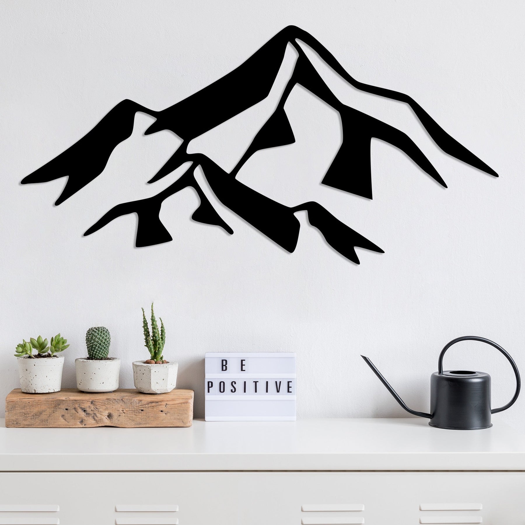 Accesoriu decorativ Mountain 1, negru, metal, 80x40 cm