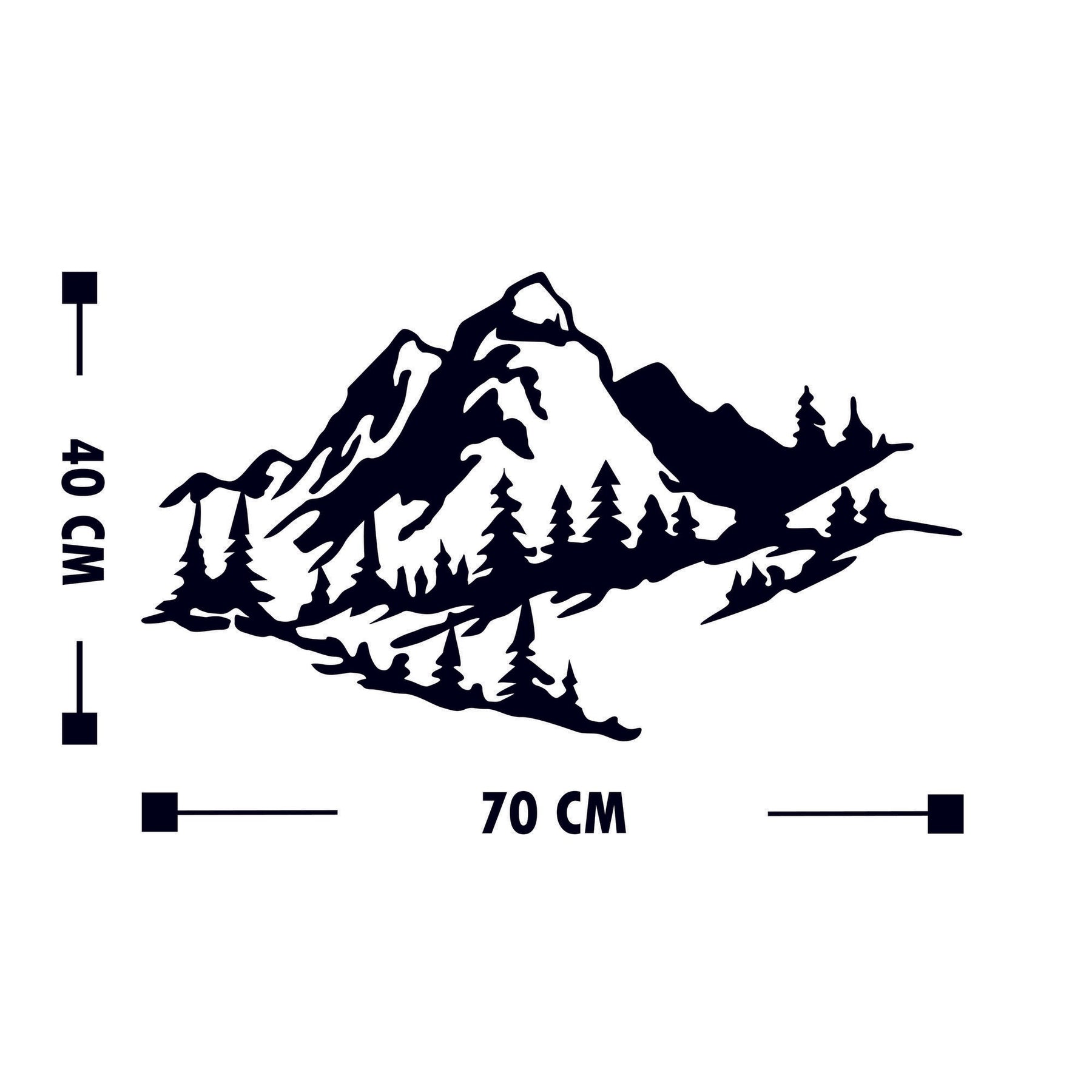 Decoratiune perete Mountain 2, metal, negru, peisaj montan, 47x40 cm