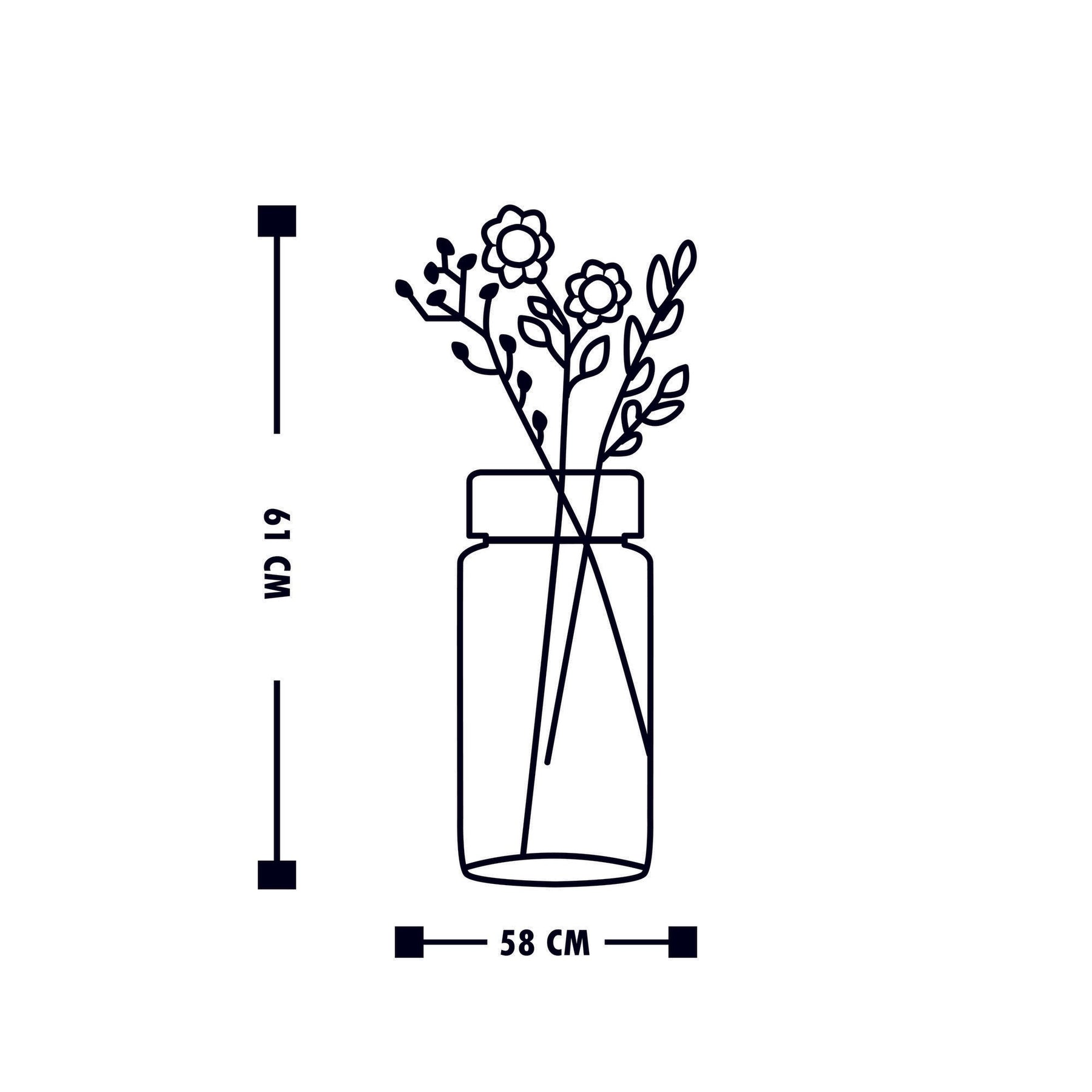 Accesoriu decorativ Flower 5, negru, metal, 58x61 cm
