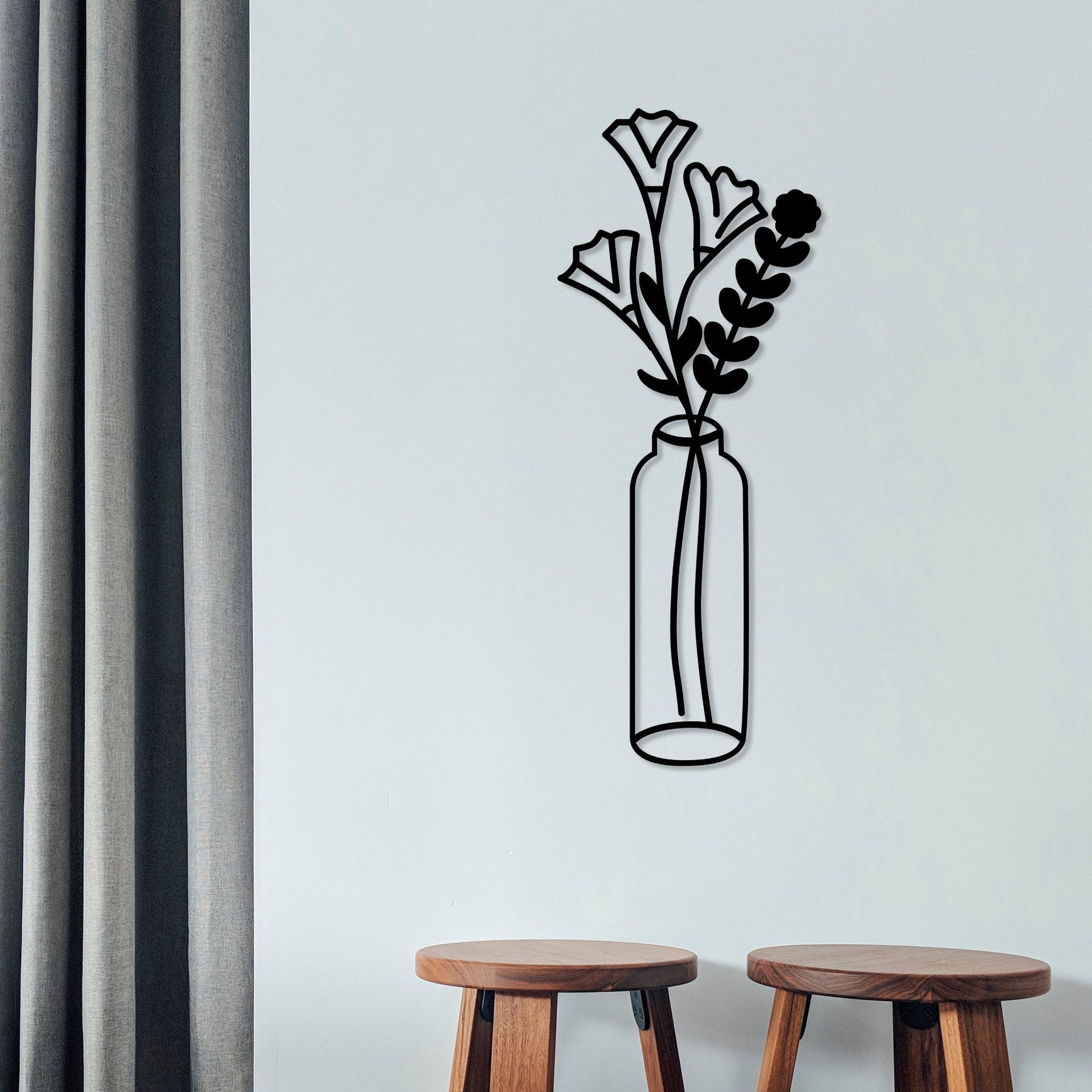 Accesoriu decorativ Flower 6, negru, metal, 24x60 cm