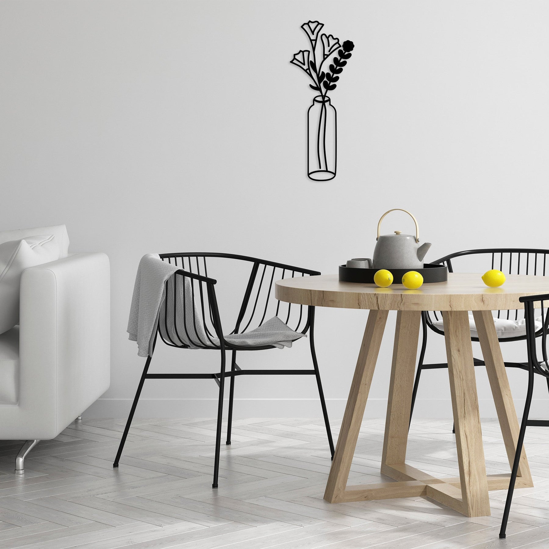 Accesoriu decorativ Flower 6, negru, metal, 24x60 cm