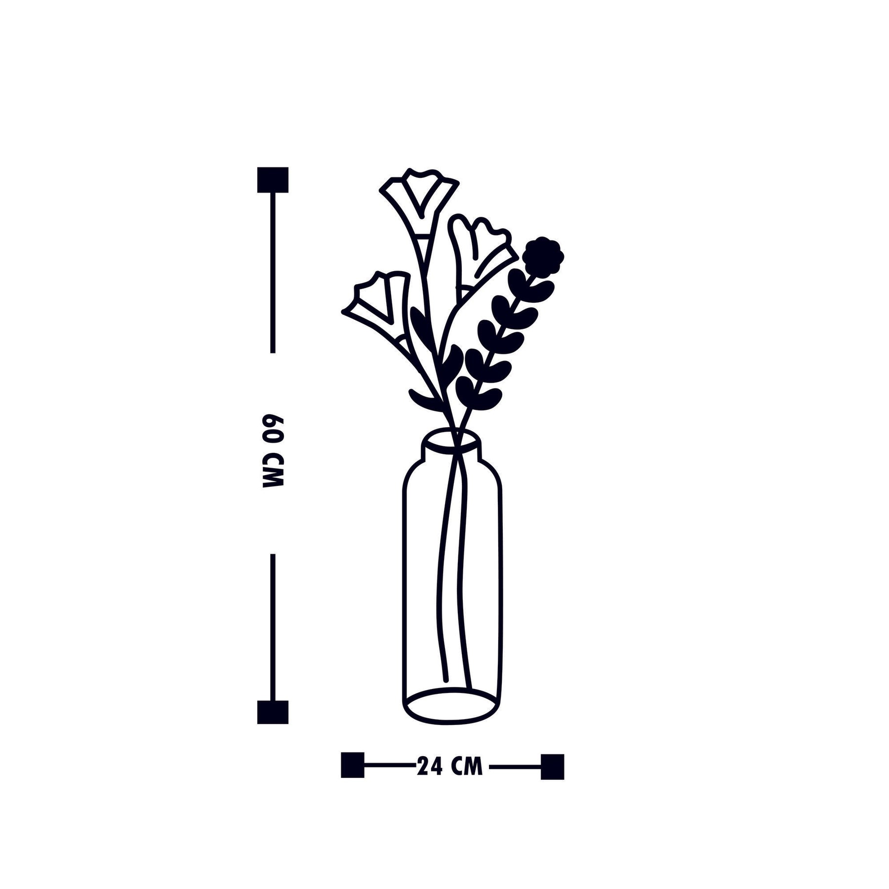 Accesoriu decorativ Flower 6, negru, metal, 24x60 cm