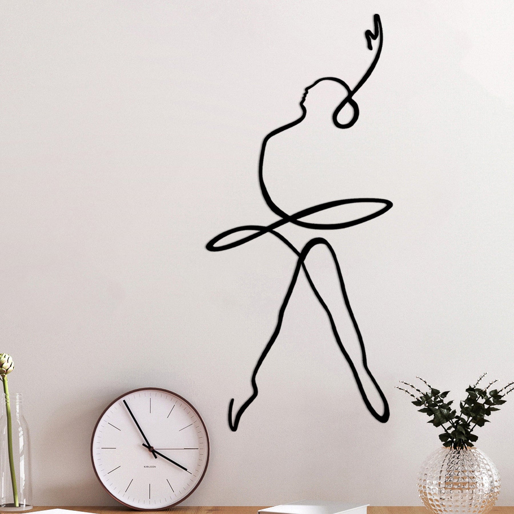 Accesoriu decorativ Ballerina 2, negru, metal, 70x32 cm