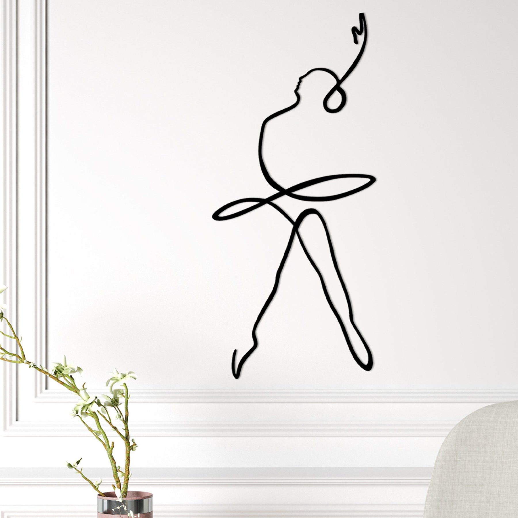 Accesoriu decorativ Ballerina 2, negru, metal, 70x32 cm