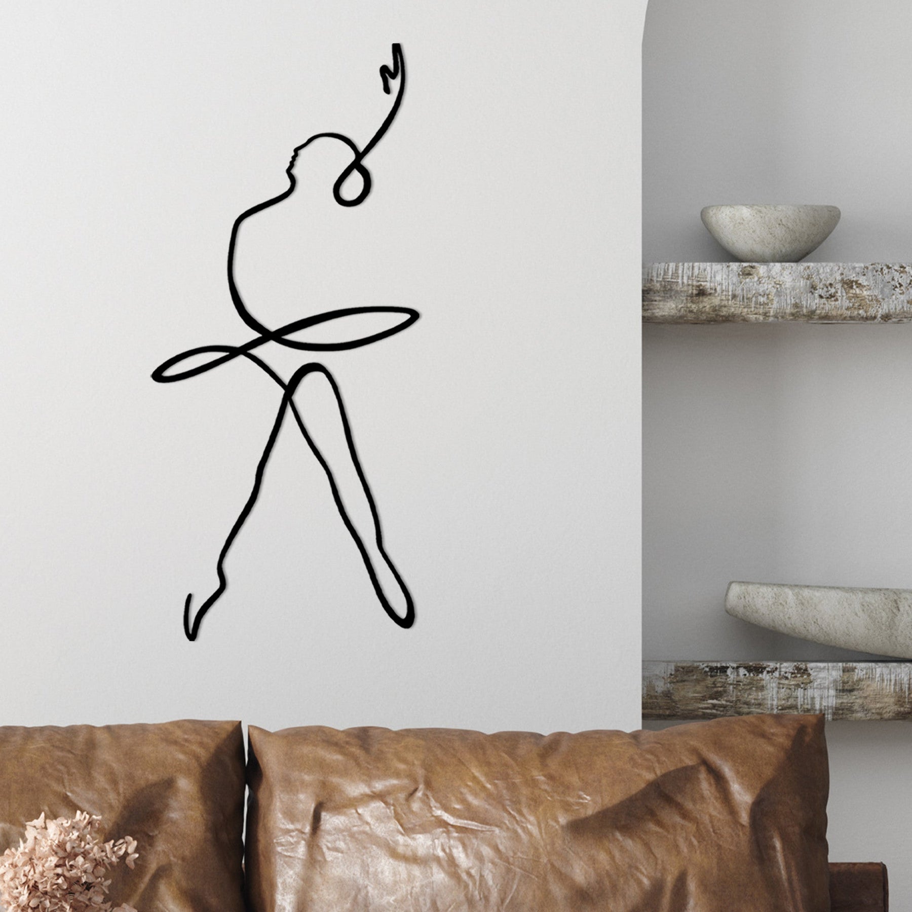 Accesoriu decorativ Ballerina 2, negru, metal, 70x32 cm