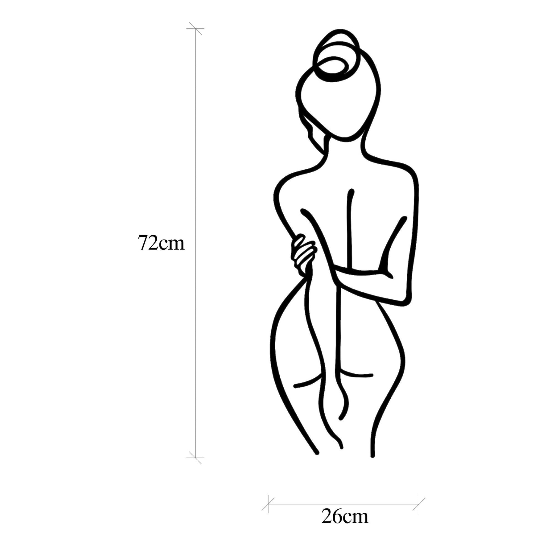 Decoratiune perete Woman Body, negru, metal, 72x26 cm