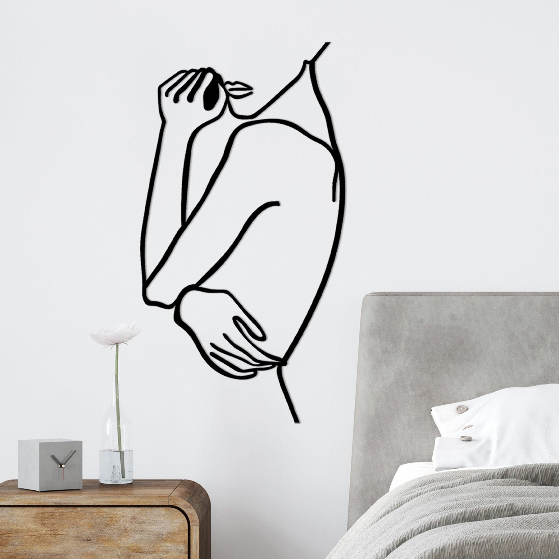 Decoratiune perete Woman 2, negru, metal, 70x38 cm