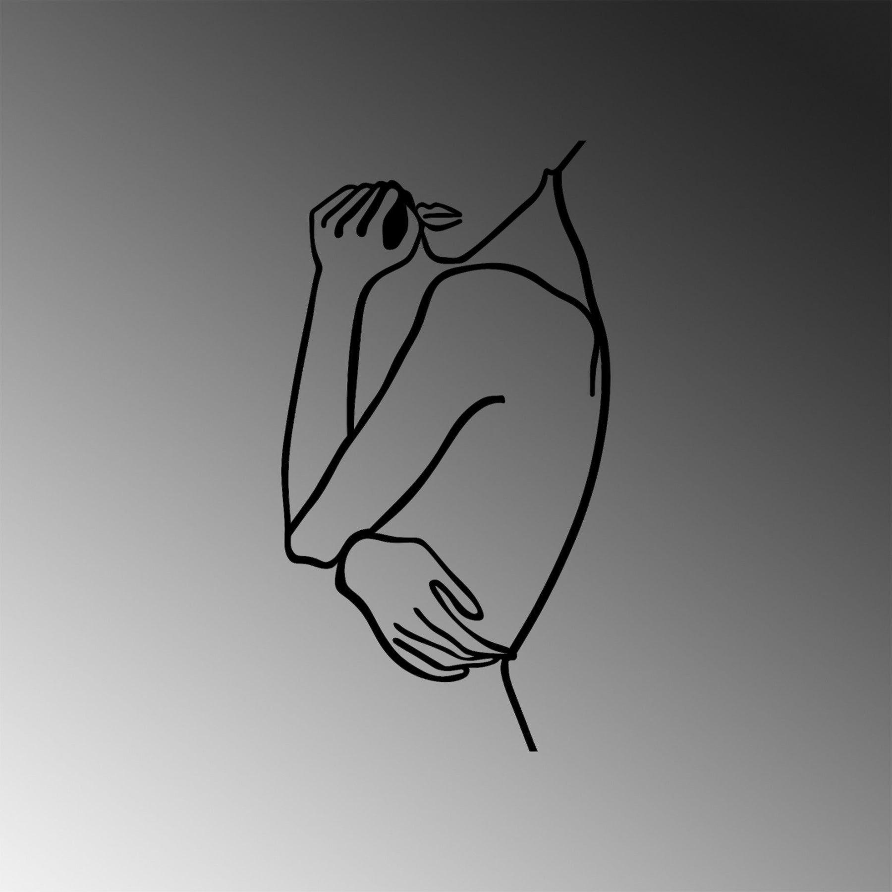 Decoratiune perete Woman 2, negru, metal, 70x38 cm