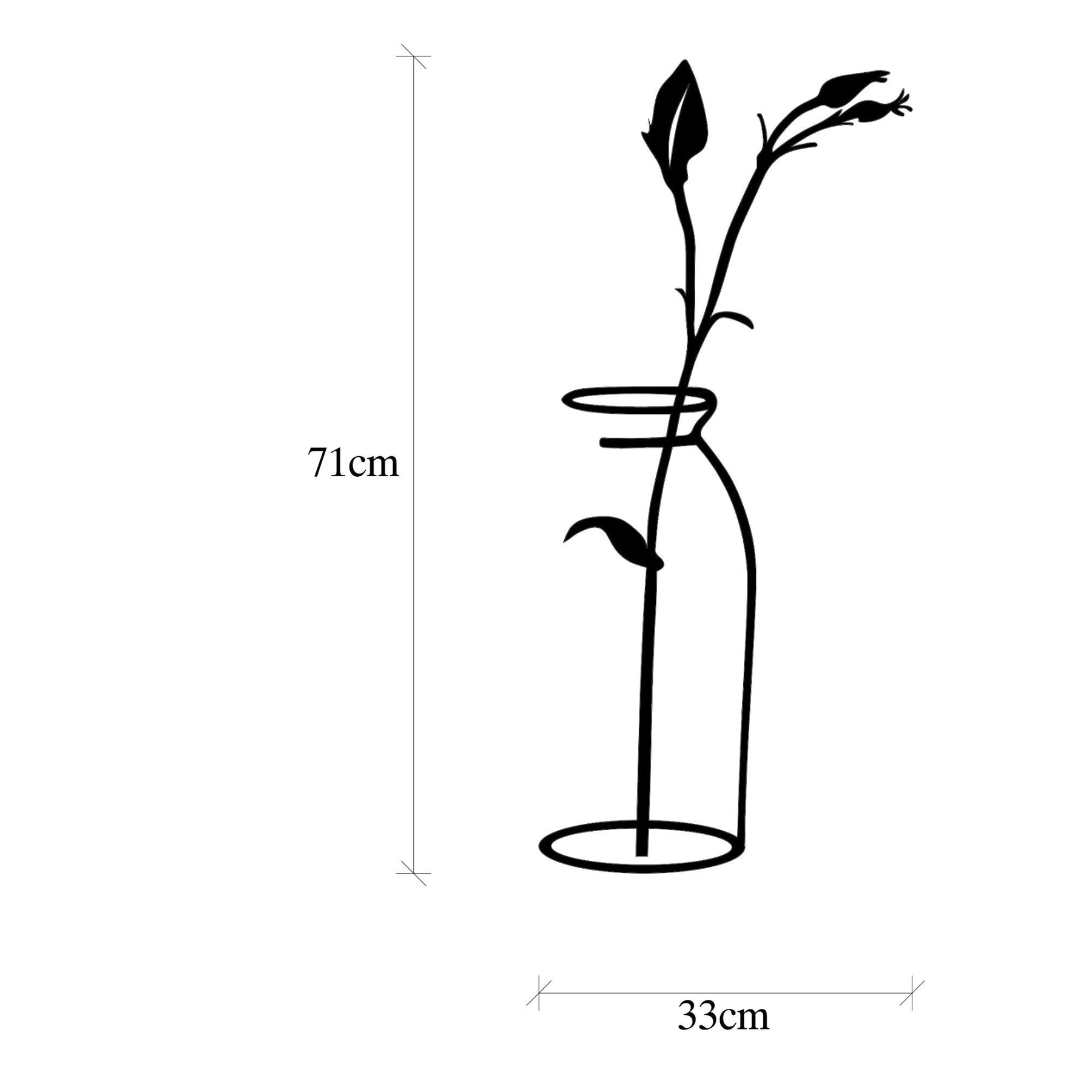 Accesoriu decorativ Flower, negru, metal, 33x71 cm