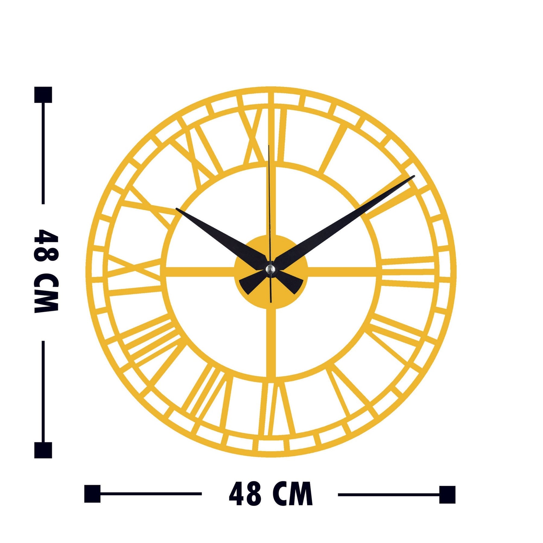 Ceas de perete 2, metal, auriu, 48x48 cm