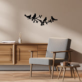 Accesoriu decorativ Birds On The Branc, negru, metal, 70x26 cm