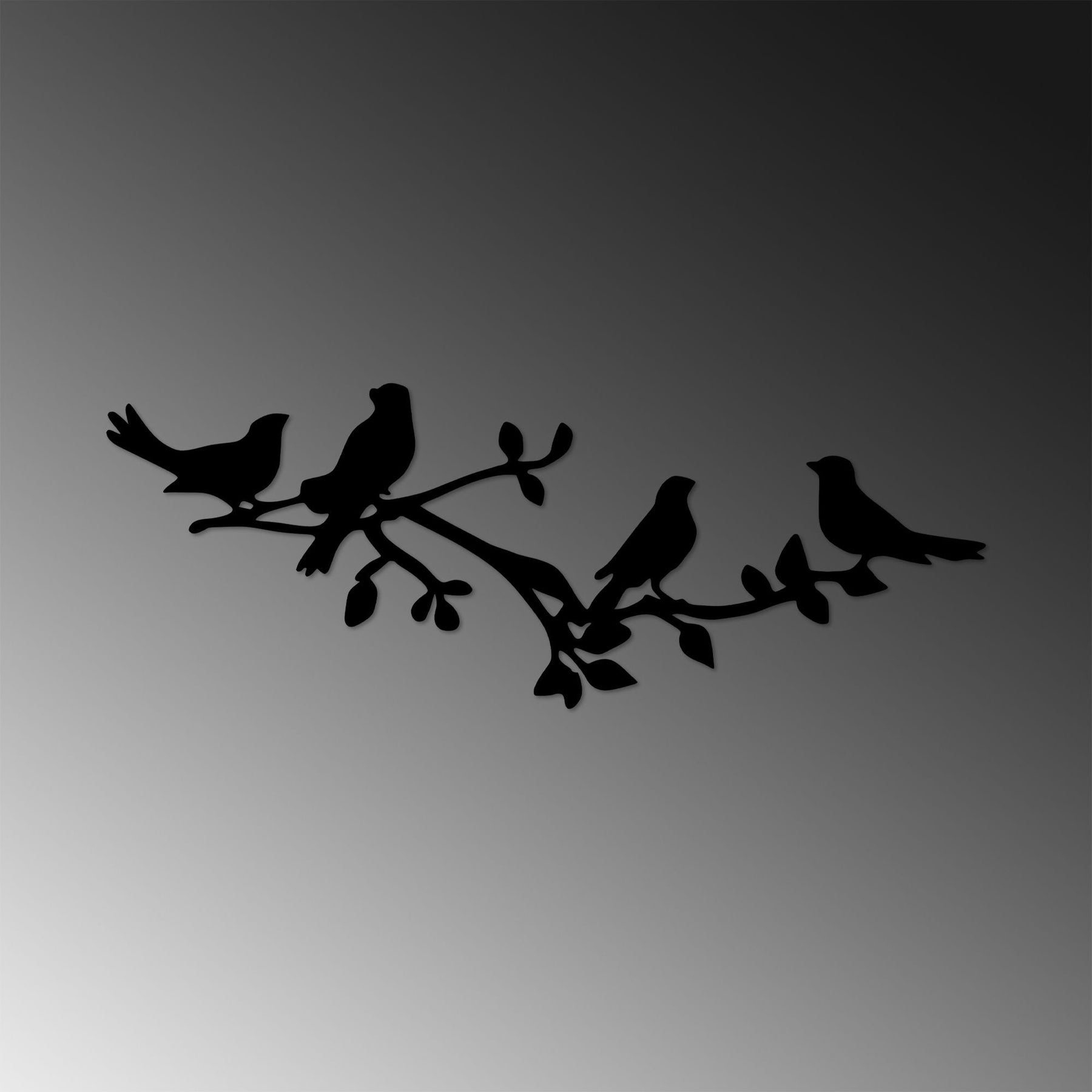 Accesoriu decorativ Birds On The Branc, negru, metal, 70x26 cm