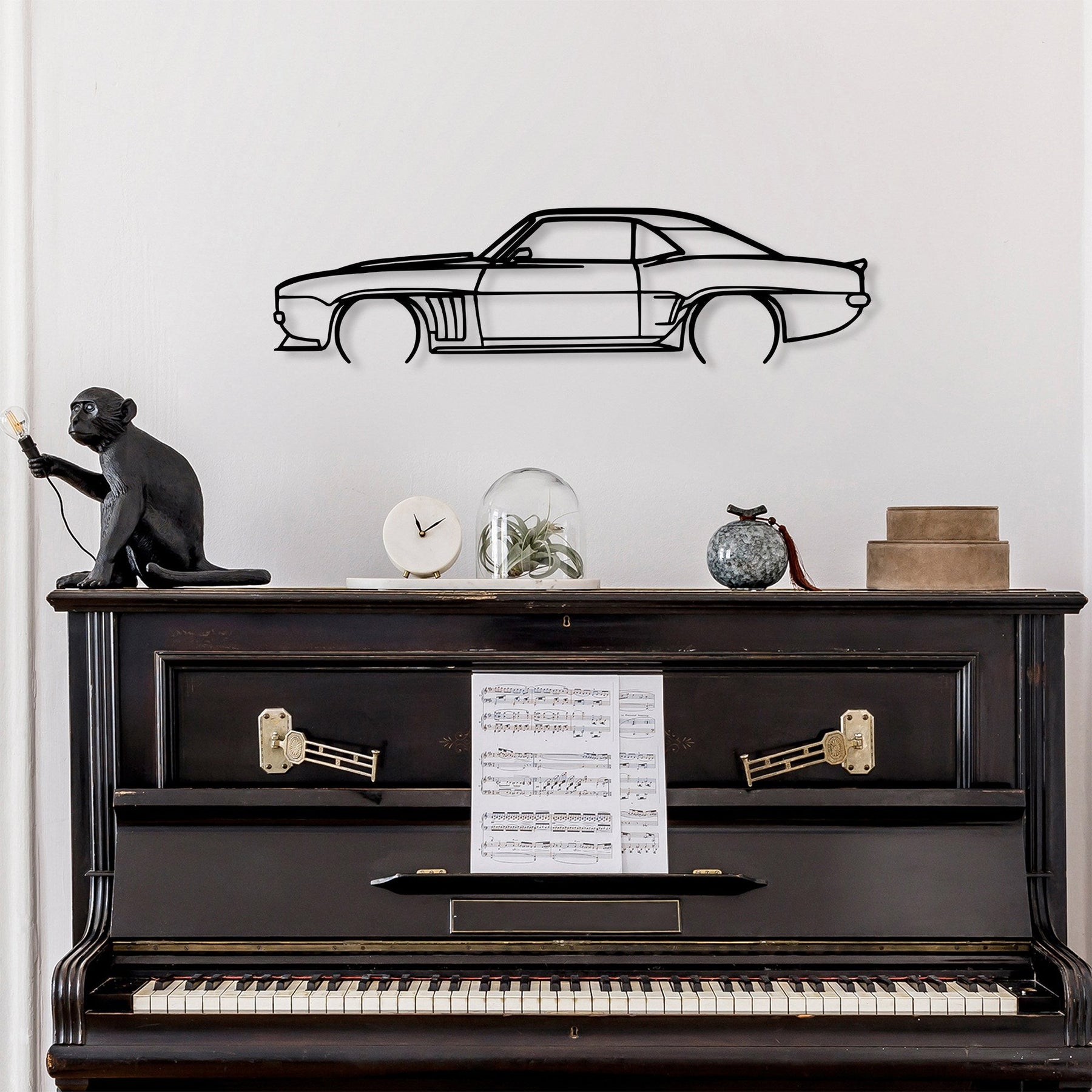 Accesoriu decorativ Chevrolet Camaro Silhouette, negru, metal, 70x18 cm