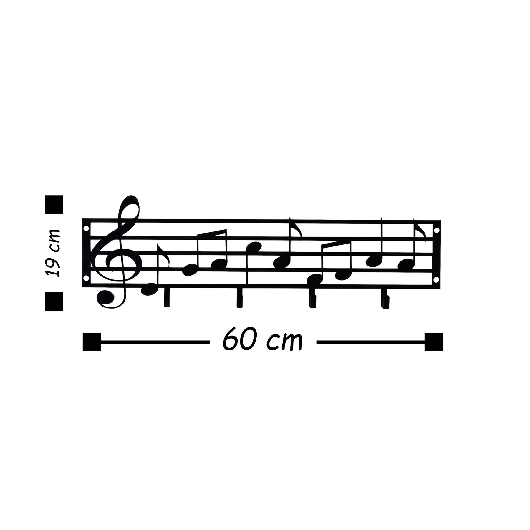 Cuier Note, negru, metal, 60x19 cm
