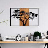 Accesoriu decortiv Acacia Tree-388, negru, lemn/metal, 90x58 cm