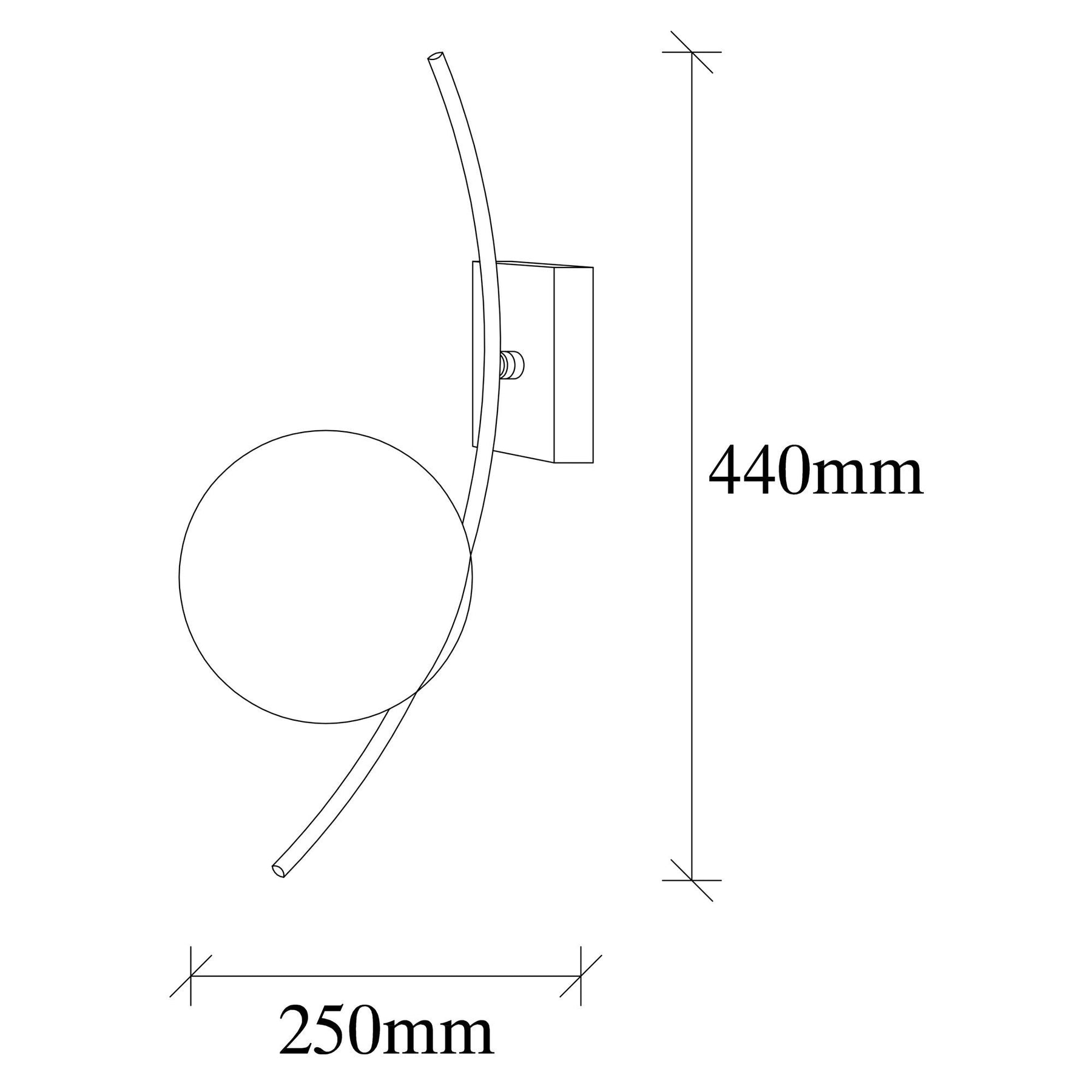 Lampa de perete Hilal, 3821, 2 becuri, metal/sticla, negru/alb, 12x25x44 cm