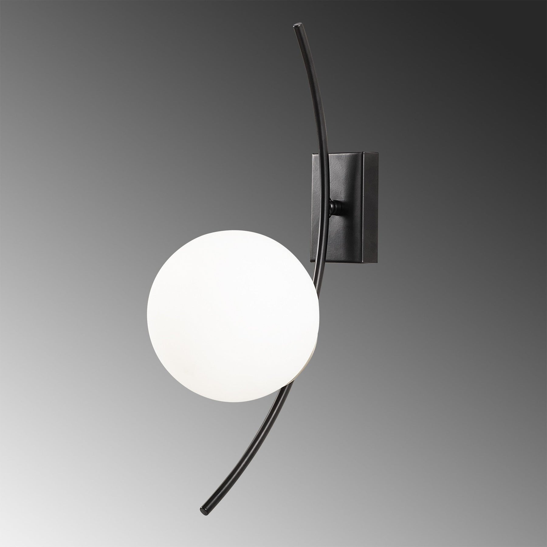 Lampa de perete Hilal, 3821, 2 becuri, metal/sticla, negru/alb, 12x25x44 cm