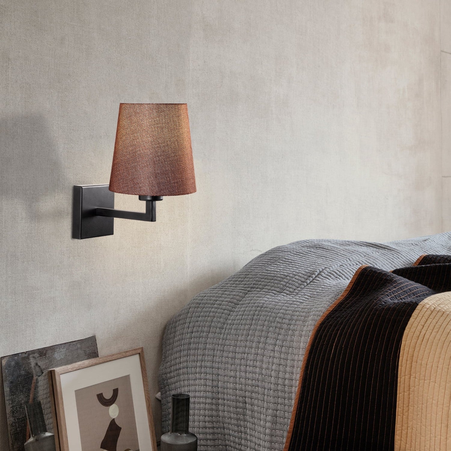Lampa de perete 4663, negru, metal/material textil, 18x24x30 cm