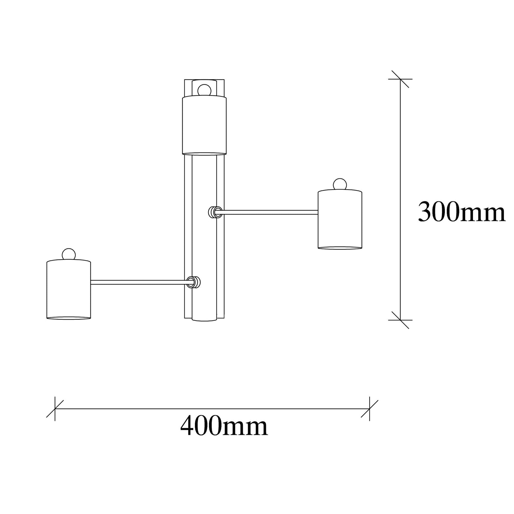 Lampa de perete Hexa, 6946, 3 becuri la diferite inaltimi, cadru metalic, negru, 40x26x30 cm