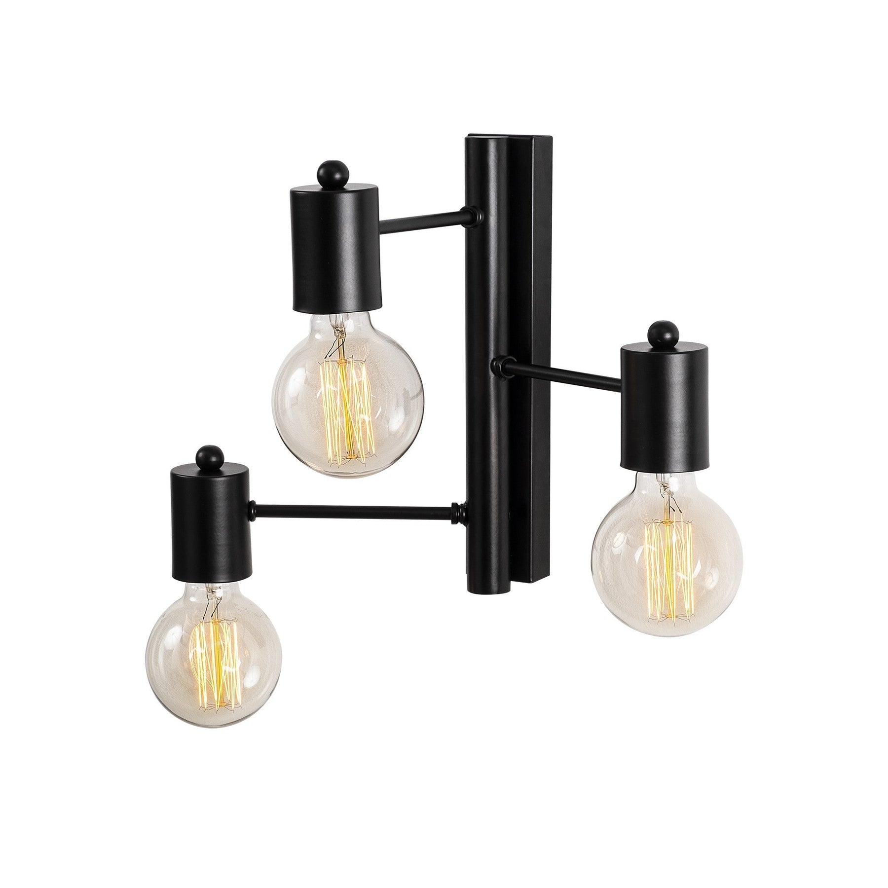 Lampa de perete Hexa, 6946, 3 becuri la diferite inaltimi, cadru metalic, negru, 40x26x30 cm