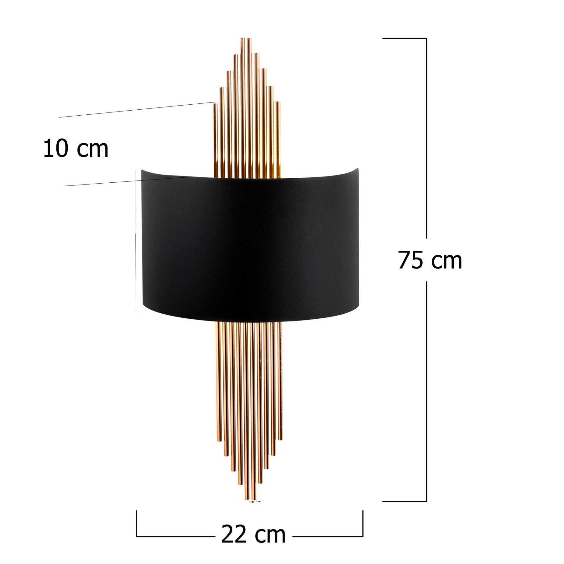 Aplica de perete 617 - A, metal, negru/auriu, forma curbata, 75x10x22 cm