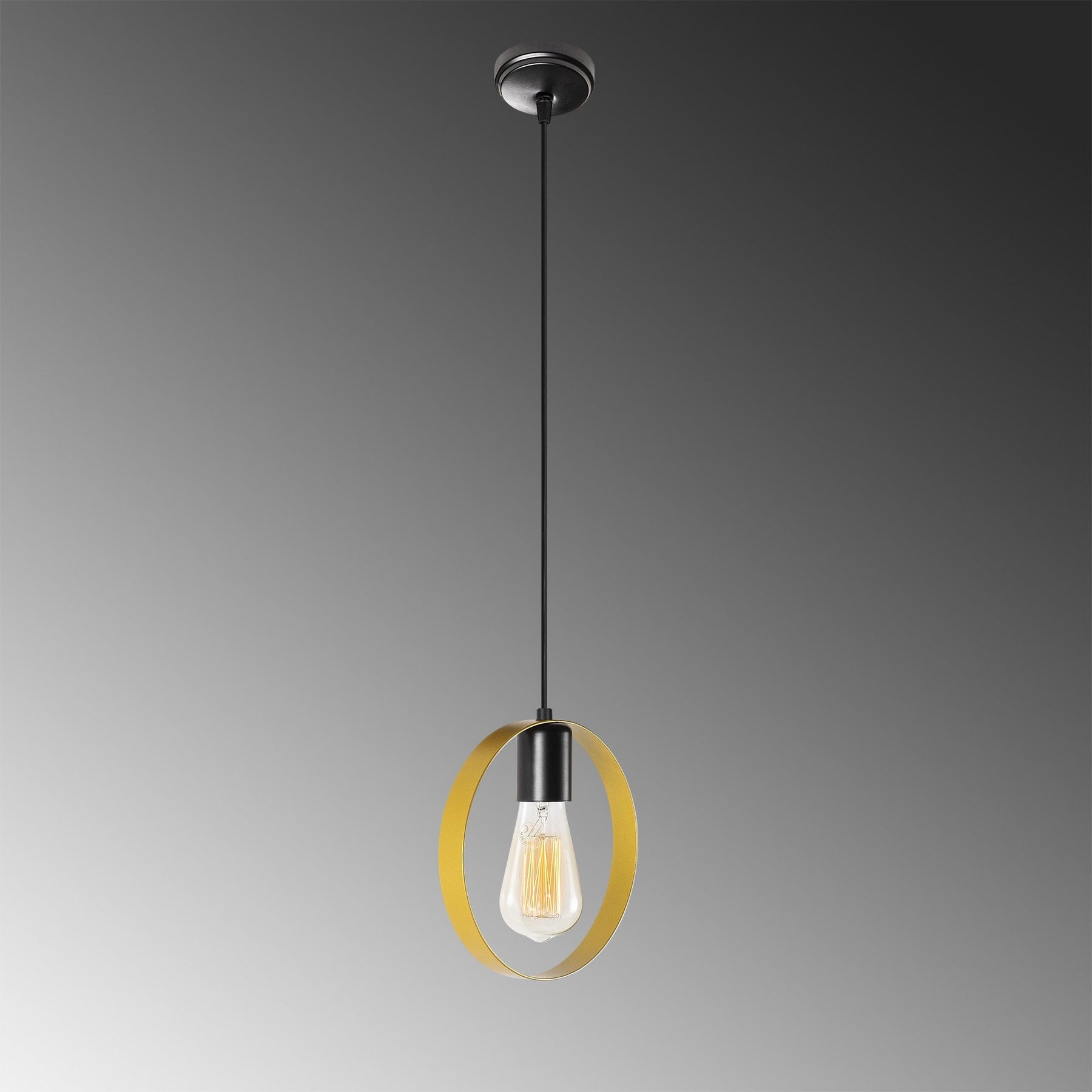 Lustra Halka-4561, negru/auriu, metal, 20x5x113 cm