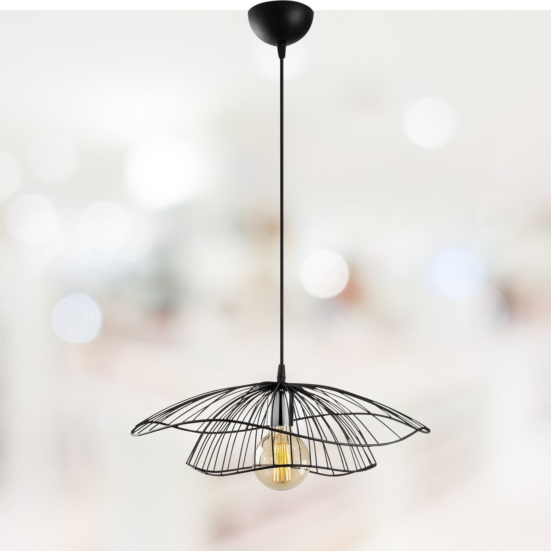 Lustra Tel, 6500, cadru metalic, negru, 50x111 cm