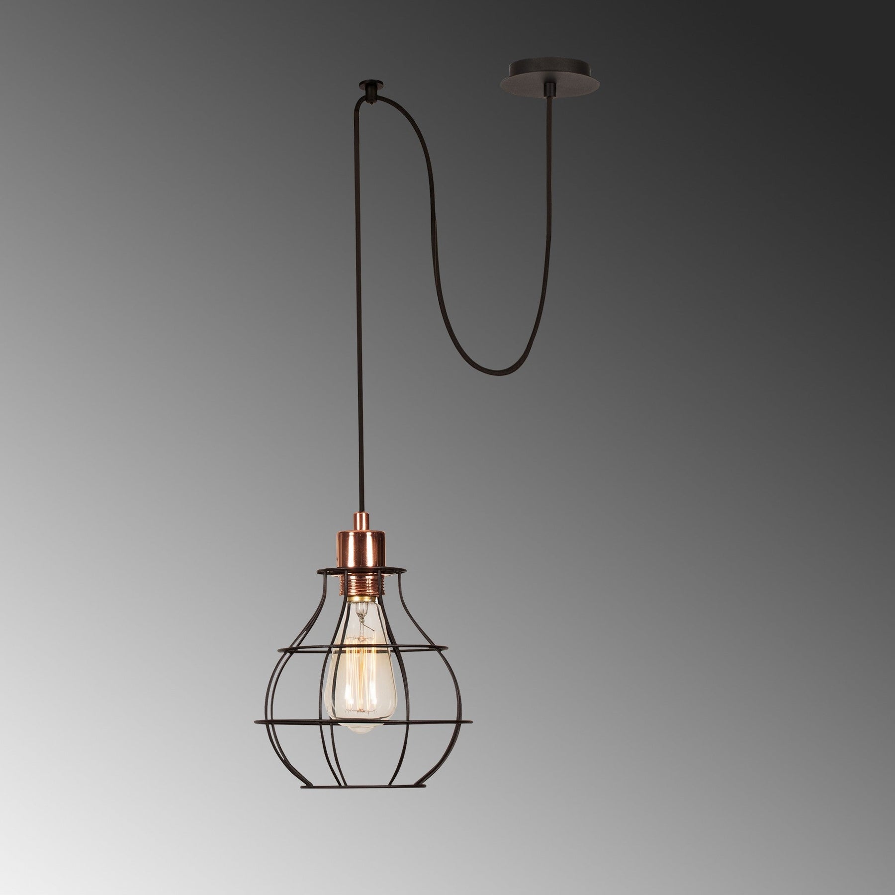 Lustra pe cablu Tellini, MR - 1002, cadru metalic, negru, 65x25x110 cm