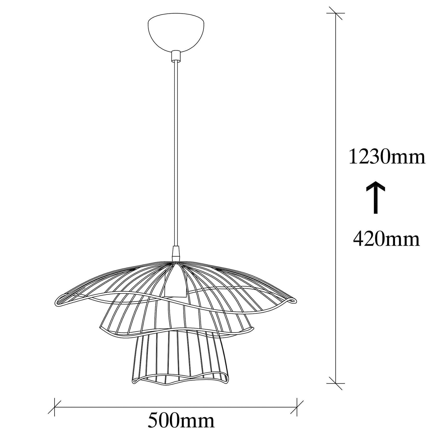 Lustra Tel, 6504, cadru metalic, negru, 50x123 cm