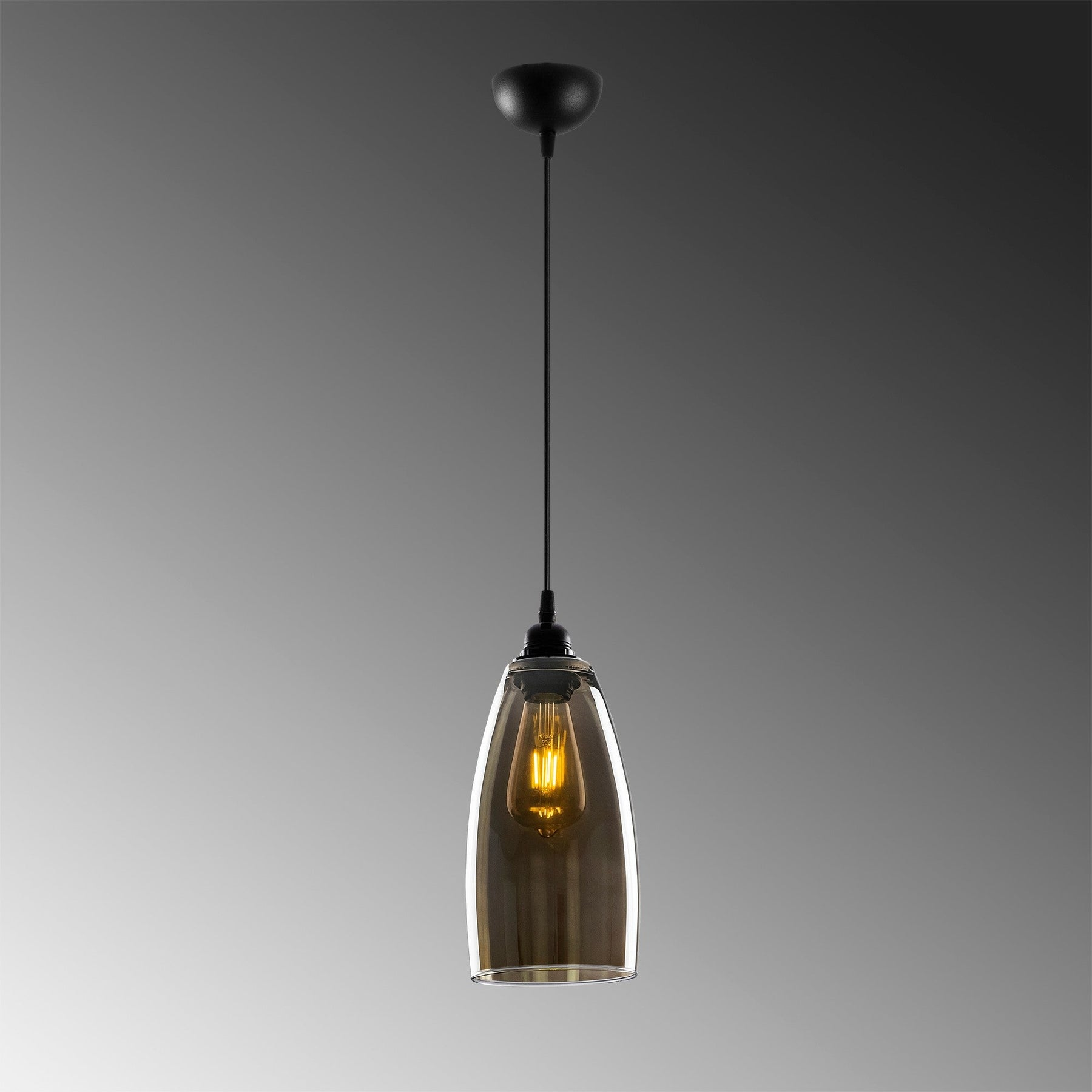 Lustra Smoked-040, negru/fumuriu, metal/sticla, 127x13 cm