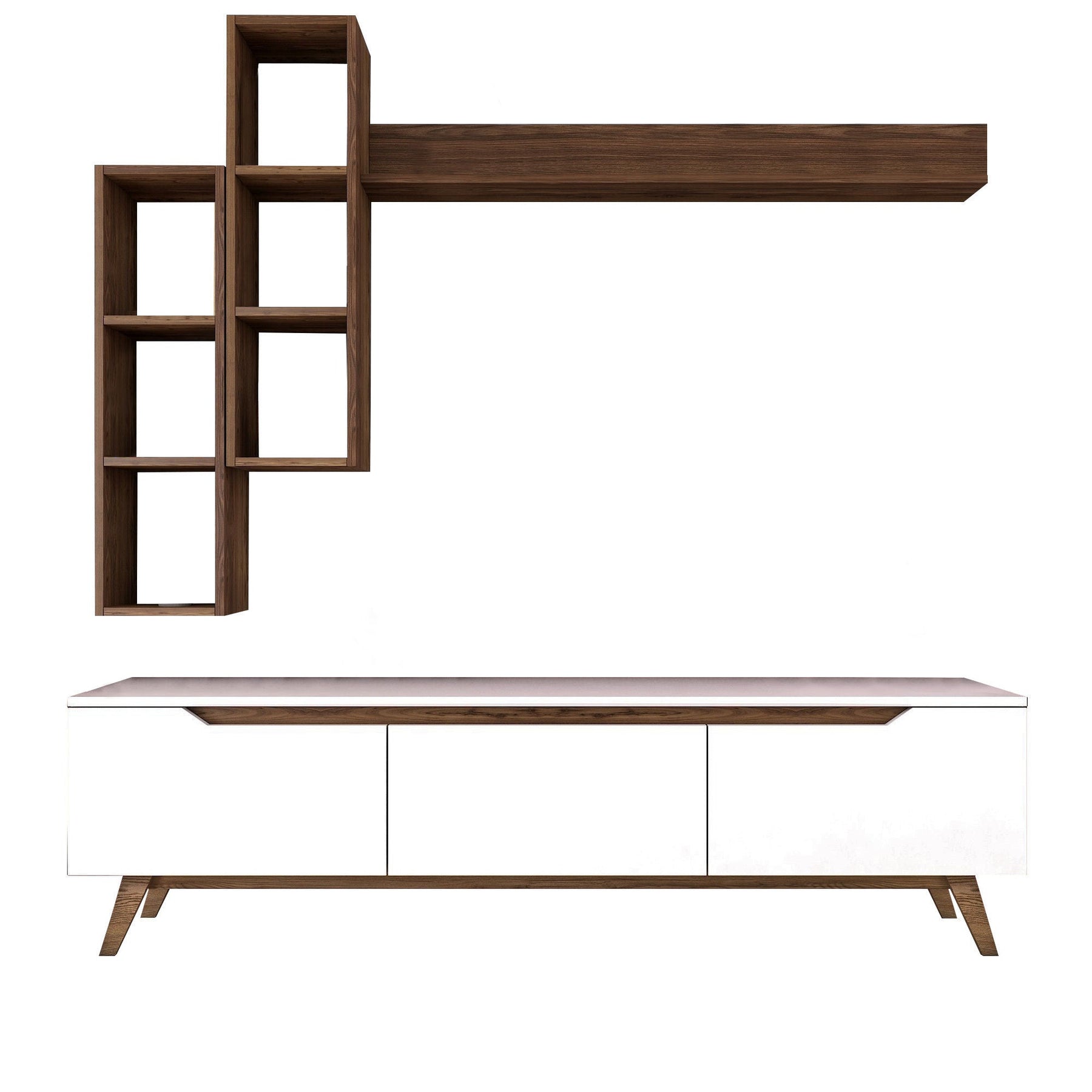 Set comoda TV si 3 rafturi M16-804, alb, PAL melaminat